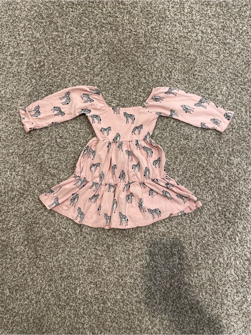 Girls' Pink Zebra Print Tiered Casual Dress